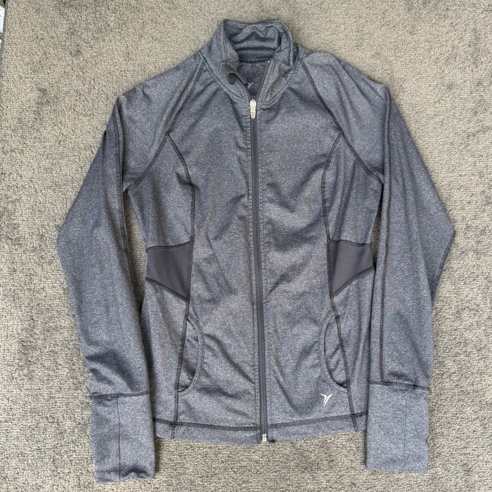 Old Navy Active Womens Medium Gray Heather Full Zip Thumbhole Athletic Jacket